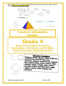 Preview of Grade 4 Maths Unit 3. Geometric and Spatial Reasoning