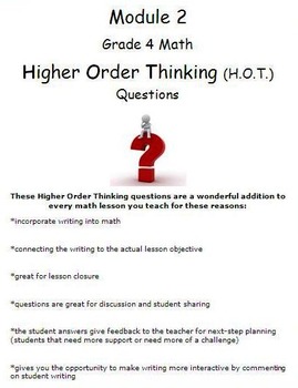 Preview of Grade 4 Math Module 2 Higher Order Thinking (HOT) Questions/Writing Prompts!