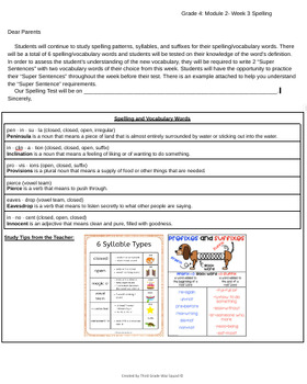 Preview of Grade 4 Module 2- Week 11: Spelling Words Letter to Parents (Bookworms)