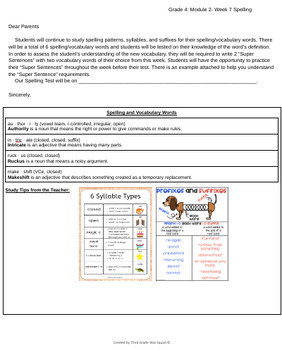 Preview of Grade 4 Module 2- Week 15: Spelling Letters for Parents (Bookworms Supplement)