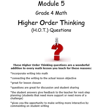 Preview of Grade 4 Math Module 5 Higher Order Thinking (HOT) Questions/Writing Prompts!