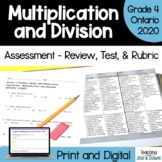 Grade 4 Multiplication and Division - Review, Test, Rubric