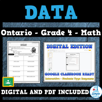 Preview of Grade 4 - New Ontario Math Curriculum 2020 - Data - GOOGLE AND PDF