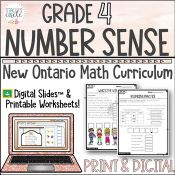 Preview of Grade 4 Number Sense NEW Ontario Math Digital Slides and Worksheets