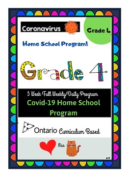 Preview of Grade 4 Ontario  5-Week FULL Covid-19 (Coronavirus) HOMESCHOOL Distance Learning