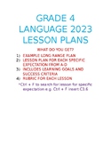 Grade 4 Ontario Curriculum Language 2023 Lesson Plans A-D 