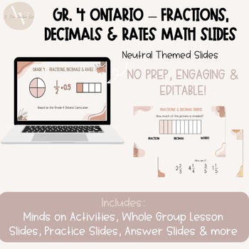 Preview of Gr. 4 Ontario Math Slides- Fractions & Decimals | PowerPoint + Google Slides