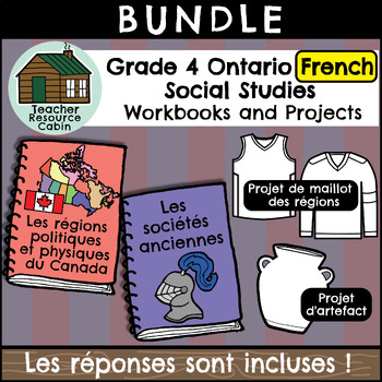Preview of Grade 4 Ontario FRENCH Social Studies Workbook Bundle