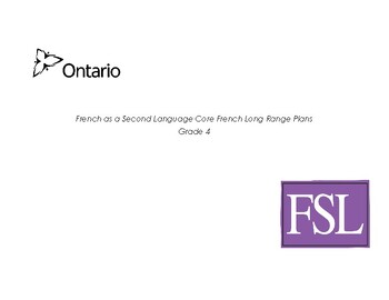 Preview of Grade 4 Ontario French as a Second Language Core French Long Range Plans