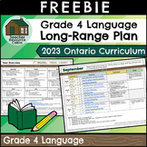 Grade 4 Ontario 2023 LANGUAGE Long-Range Plan FREEBIE | Te