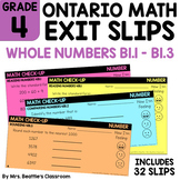 Grade 4 Ontario Math Exit Tickets | Math Exit Slips | Numb