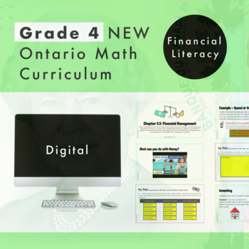 Preview of Grade 4 Ontario Math Financial Literacy Curriculum Digital Google Slides + Form