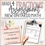 Grade 4 Ontario Math Fractions Assessment Editable