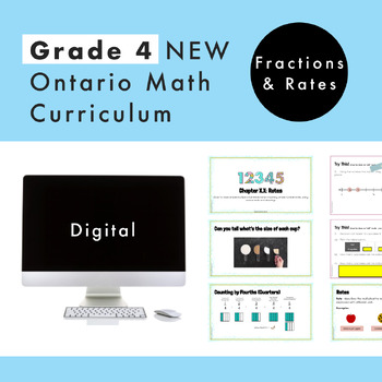 Preview of Grade 4 Ontario Math - Fractions and Rates - Digital Google Slides + Form