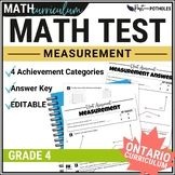 Measurement Test | Metric Units, Area & Angles | Grade 4 O