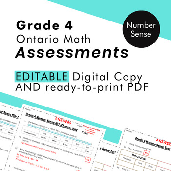 Preview of Grade 4 Ontario Math - Number Sense Assessments - PDF, Google Slides