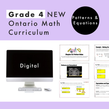 Preview of Grade 4 Ontario Math - Patterns&Equations Curriculum -Digital Google Slides+Form