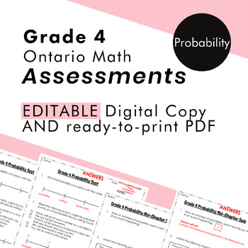 Preview of Grade 4 Ontario Math - Probability Assessments - PDF, Google Slides