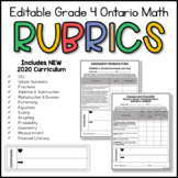 Grade 4 Ontario Math Rubrics - 2020 CURRICULUM & ALL STRANDS