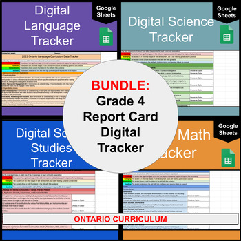 Preview of Grade 4 Ontario Report Card Digital Tracker | Year Long Data Collection