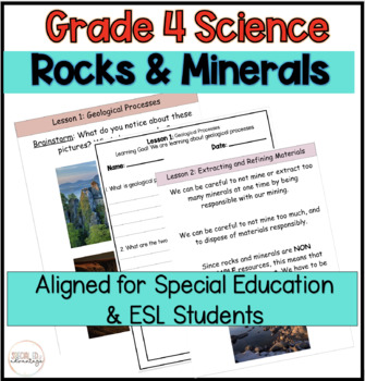 Preview of Grade 4 Ontario Science 2022 Rocks and Minerals for ESL and Special Education