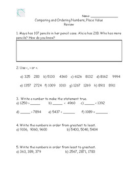 grade 4 place value review worksheets by up in elementary tpt