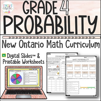 Preview of Grade 4 Probability Ontario Math Digital Slides | Worksheets | Assessments