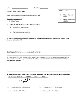 Preview of Grade 4 - Quiz - Place Value