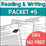 Grade 4 Reading Comprehension Packet #5- 20 Stories w/Ques