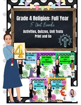 Preview of Grade 4 Religion. Growing In Faith. Full Year. No Prep. Tests included.