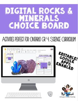 Preview of Grade 4 Rocks & Minerals Choice Board (Distance Learning & Google Apps Enabled)