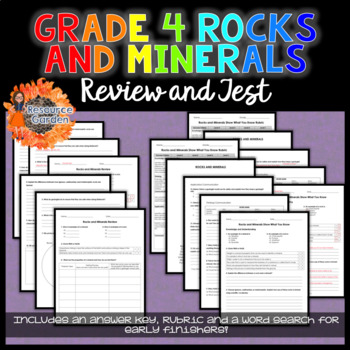 Preview of Grade 4 Rocks and Minerals Review and Test