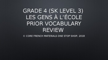Preview of Grade 4 (SK Level 3) Core French People in the School Prior Vocab PowerPoint