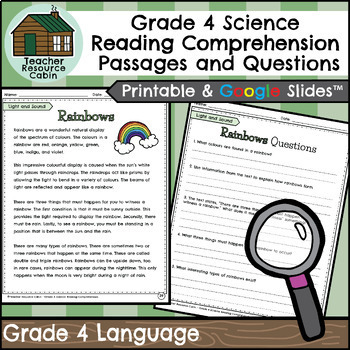 Preview of Grade 4 Science Reading Comprehension Passages and Questions