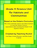 Grade 4 Science Unit (Habitats & Communities) for Ontario 