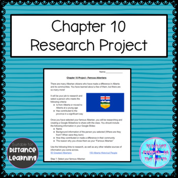 Preview of Grade 4 Social Studies Alberta - Chapter 10 Research Project with Rubric