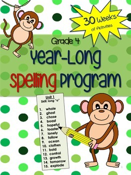 Preview of Grade 4 Spelling Program - 30 weeks of word lists and activities