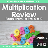 Grade 4, Unit 12: Multiplication Fact Review (Ontario Math