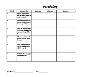 Preview of Grade 4 Vocabulary: Context Clues Activity 2