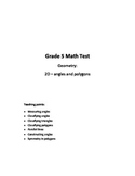Grade 5 - 2D Geometry (angles and polygons) Test