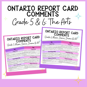Preview of Grade 5 & 6 Report Cards Comment Bundle - Music, Drama, Art, Dance