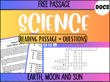 Preview of Grade 5-6 Science Reading Passage 42: Earth Moon and Sun (Google Docs)
