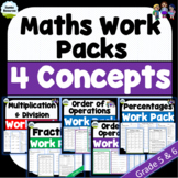 Grade 5 & 6 Work Packs Bundle | 4 Math Concepts