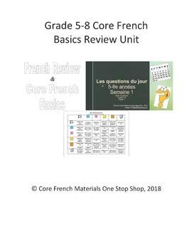 Preview of Grade 6-8 Core French Basics Review Unit Bundle