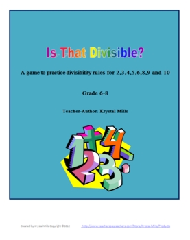 Preview of Grade 5-8: FREE Divisibility Rules Game, Poster and Printable