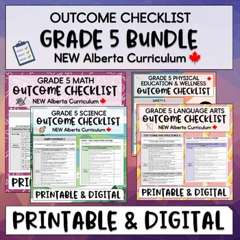 Preview of Grade 5 Alberta NEW Curriculum - Outcome Checklist BUNDLE