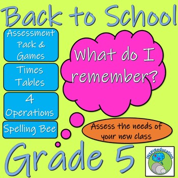 Preview of 5th Grade Back to School Bundle - 15 Activities for Math, Spelling, Escape Room