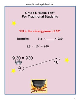 Preview of Grade 5: CCS, Base 10 Numbers & Operations for Traditional Students