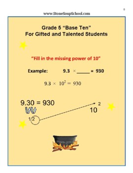 Preview of Grade 5, CCS: Base 10 for Gifted and Talented Students
