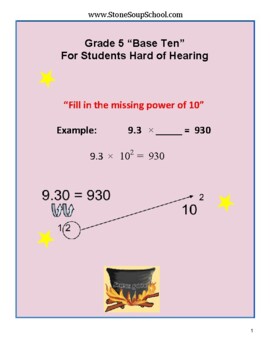 Preview of Grade 5 CCS - Numbers/ Operations Base 10 for the Hard of Hearing
